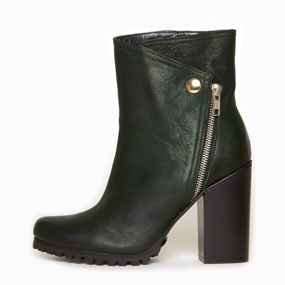 Opening Ceremony Dark Green Leather Ankle Boots [Size: EU 39]
